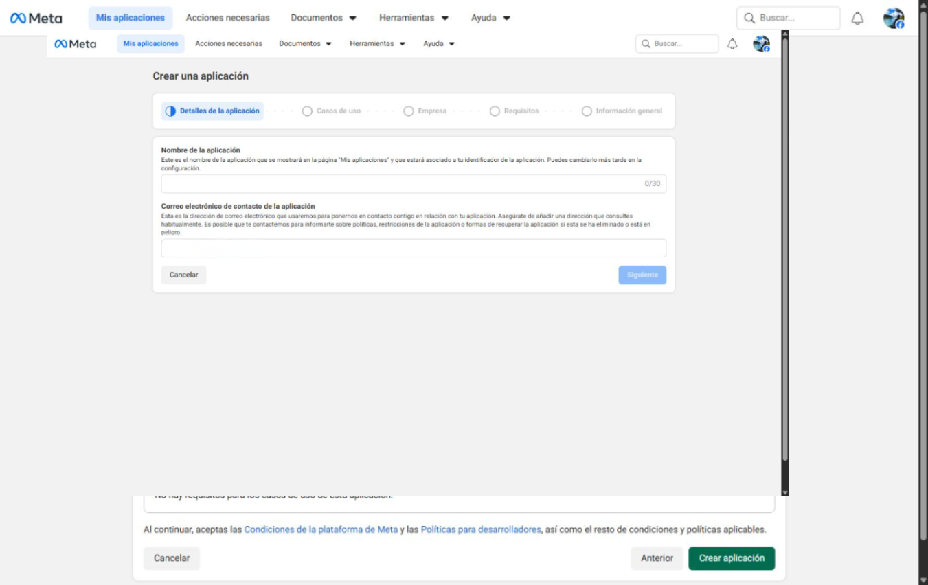 Meta for Developers - registro