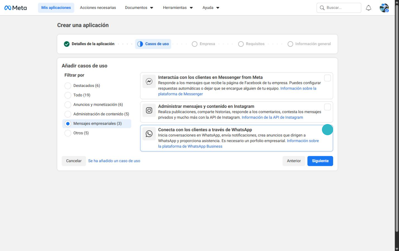 Meta Developer Console - WhatsApp Business API activado